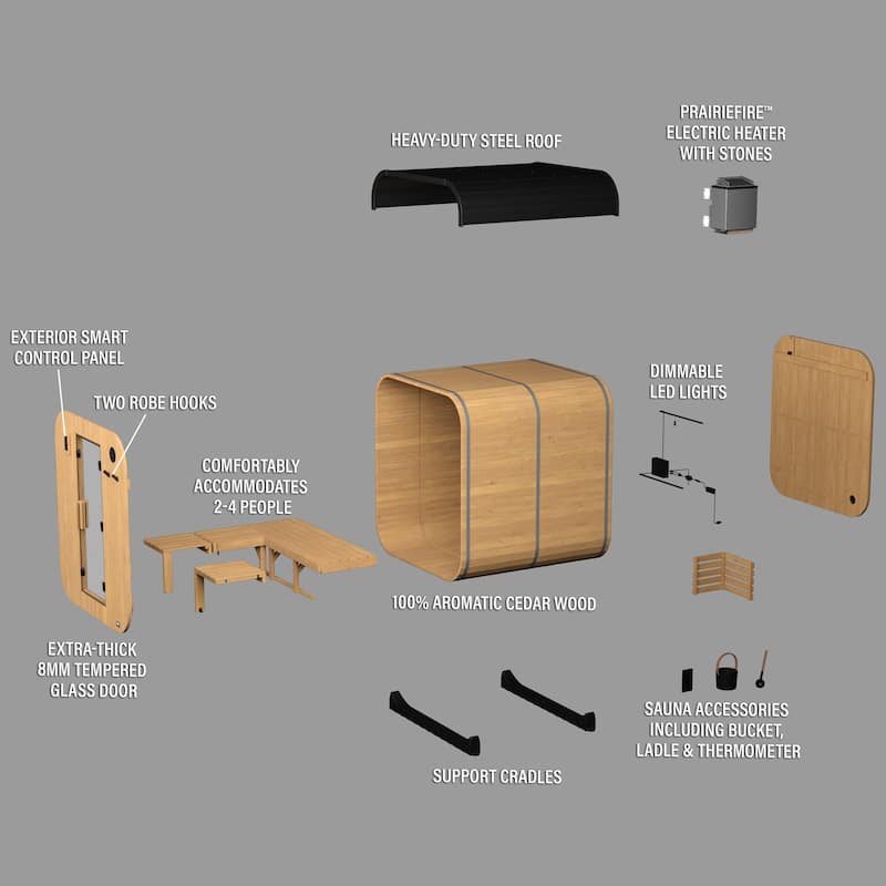 Backyard Discovery Lennon 2-4 Person Outdoor Cube Sauna, Porch