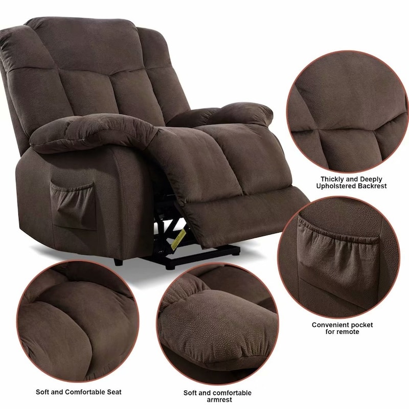 Heavy Duty Power Lift Recliner Chair for Elderly with Overstuffed Design