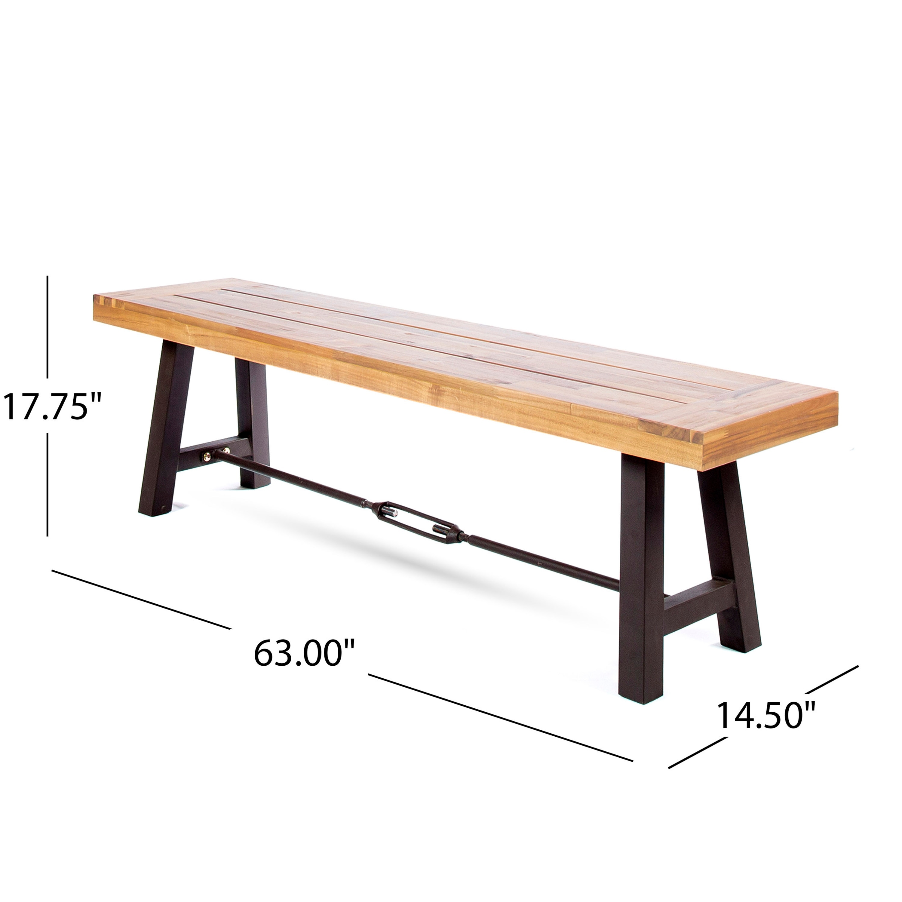 Acacia Wood Outdoor Dining Bench Backless Design For Patio Seating