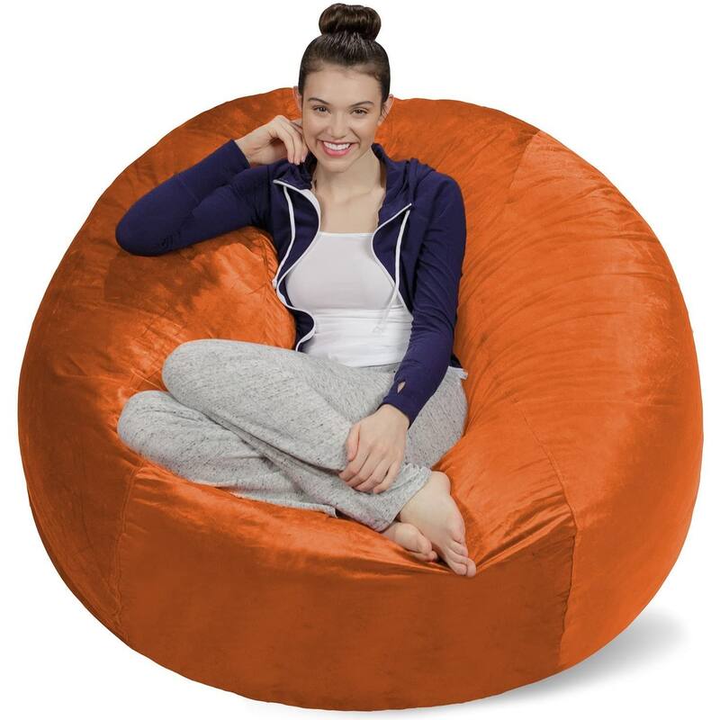 5-foot Bean Bag Chair Large Memory Foam Bean Bag - Tangerine - Large