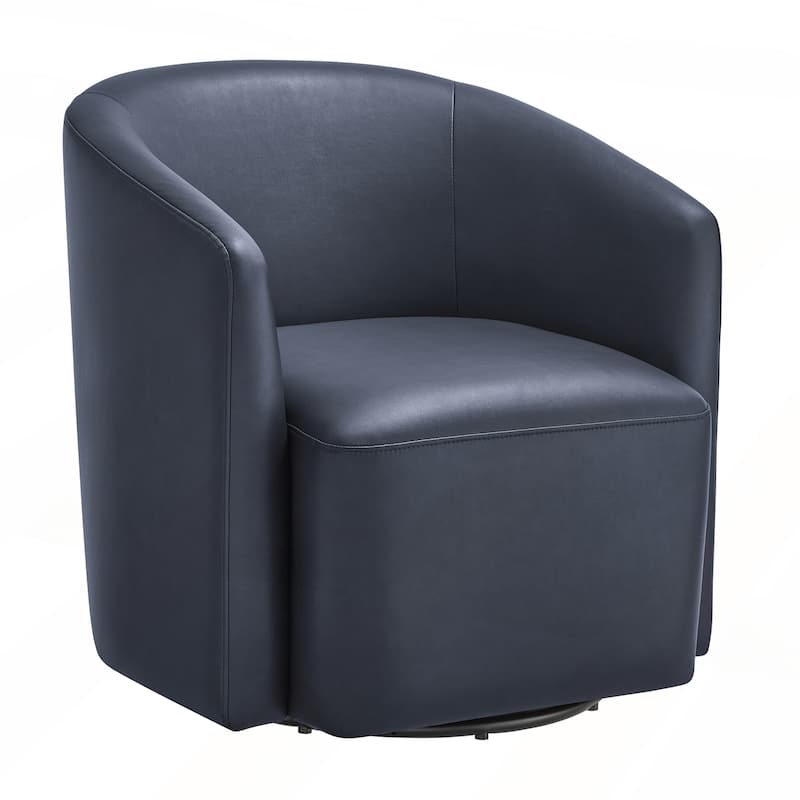 Faux Leather Swivel Barrel Chair
