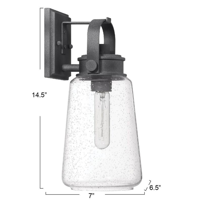 Gage Seedy Glass and Metal Wall Mounted Outdoor Light - 7.1"L x 6.5"W x 14.5"H