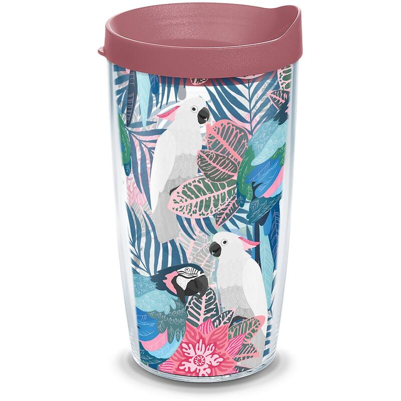 Tervis Tropical Birds Collage Made in USA Double Walled Insulated Travel Tumbler, Clear - 16oz