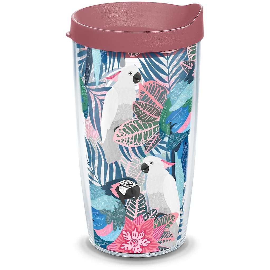 Tervis Tropical Birds Collage Made in USA Double Walled Insulated Travel Tumbler, Clear