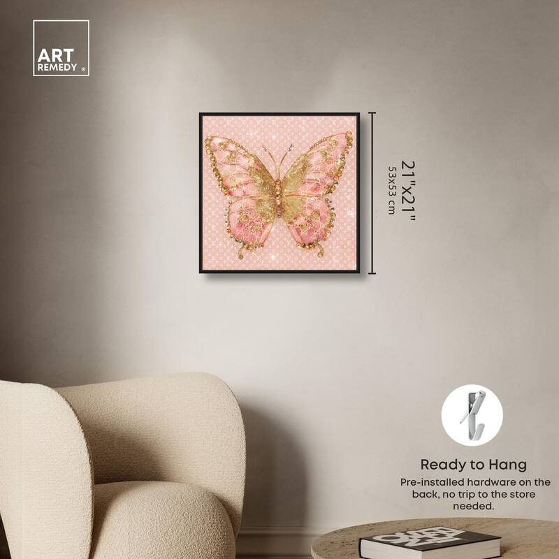 Glittering Elegant Butterfly Blush Canvas by Art Remedy