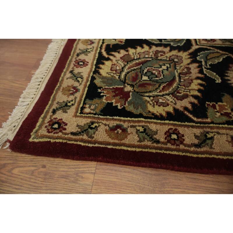 Hand Knotted Oriental 100% Wool Carpet Traditional All-Over Red Agra Area Rug - 7' 10'' X 7' 11''