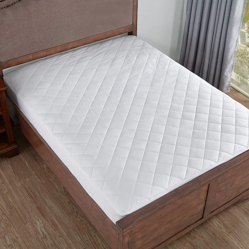 Simply Essential Extra Deep 18" Cotton & Down Alternative Quilted Mattress Pad - White