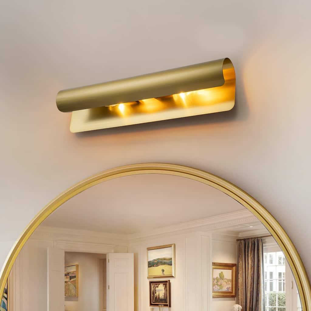 2-Light Modern Glam LED Dimmable Bath Vanity Light, Wall Sconce