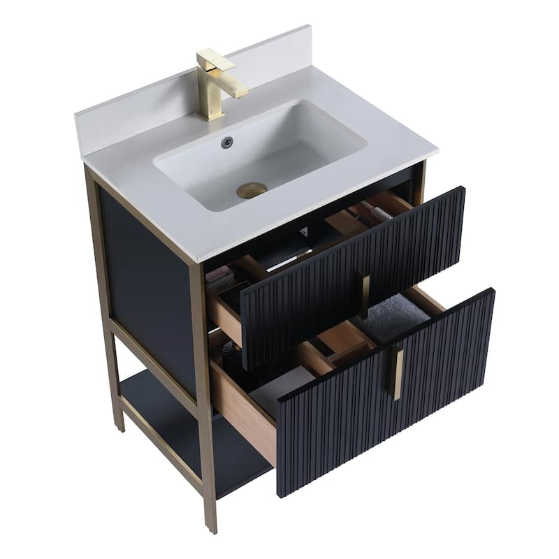Fine Fixtures Serenity Modern Bathroom Vanity with White Stone Top