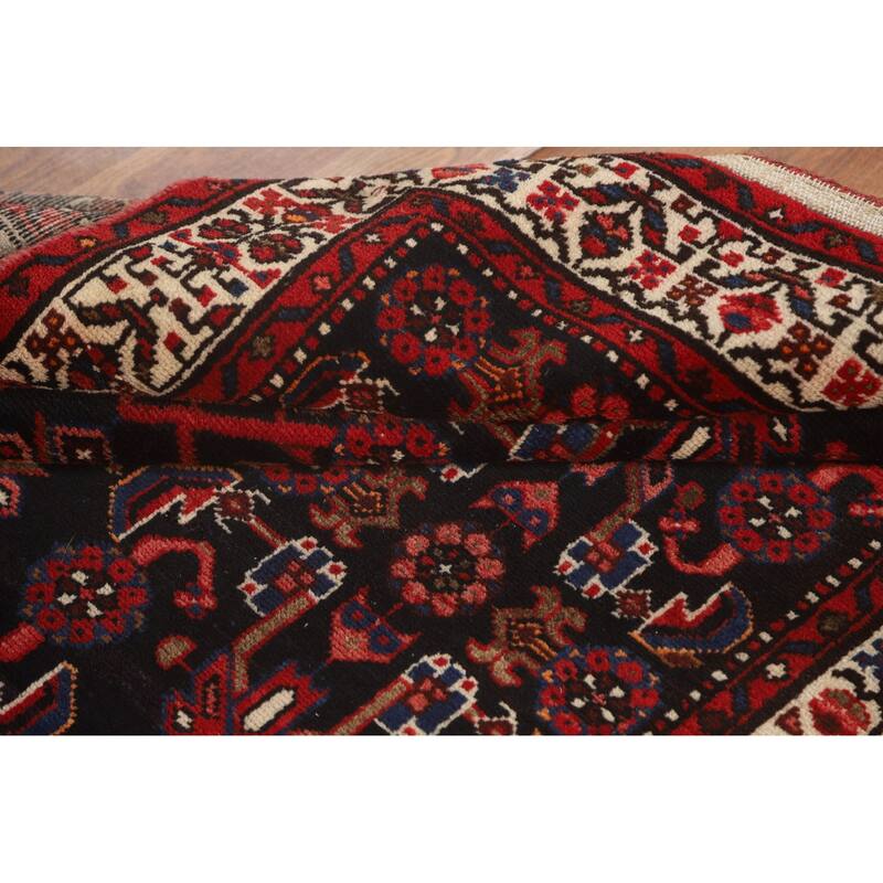 All-Over Hamedan Persian Vintage Runner Rug Hand-Knotted Wool Carpet - 3'8" x 10'2"