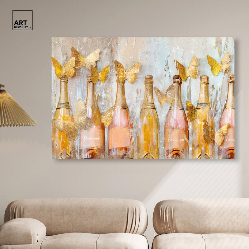 Golden Bright Campagne Line Canvas by Art Remedy, Gallery Wrapped