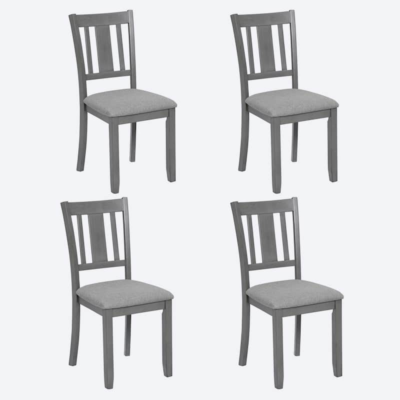 GDFStudio - Savoy Farmhouse Linen Upholstered Ergonomical Wooden Dining Chairs Set, Padded Seat & Non-slip Feet Pads, Set of 4
