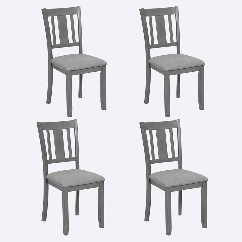 Wooden Dining Chairs Set of 4, Kitchen Chair with Padded Seat, Upholstered Side Chair for Dining Room, Living Room - Grey