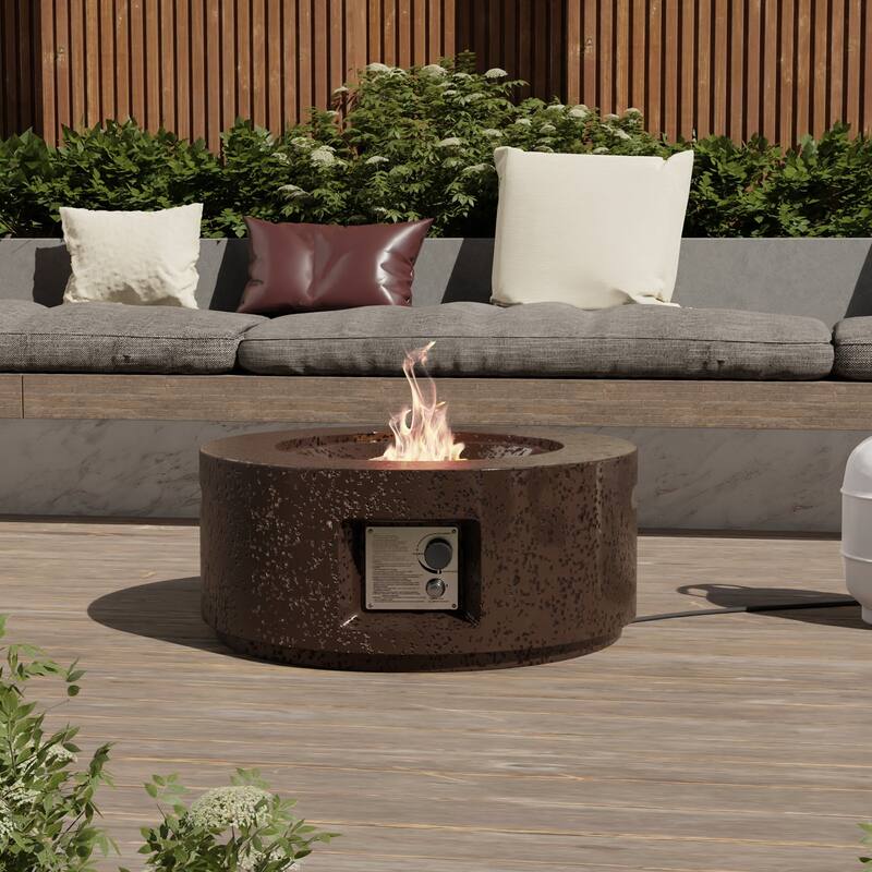 COSIEST Outdoor Patio Round Propane Firepit, 40000BTU - 28" W x 28" D x 12" H