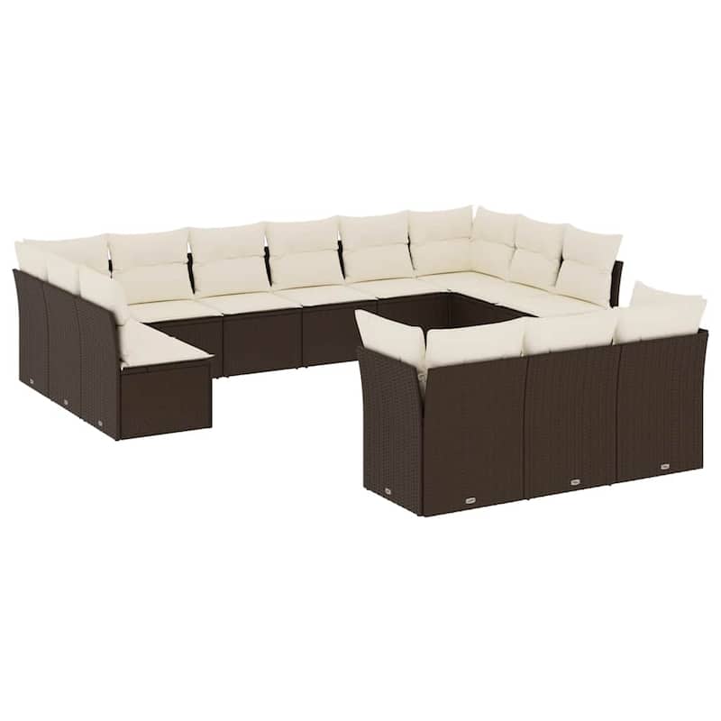 vidaXL Garden Sofa Set Brown, Cream White - 24.4 x 24.4 x 27.2