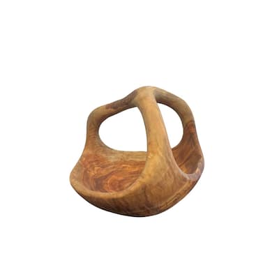 Oval Bowl with handle natural wood - natural