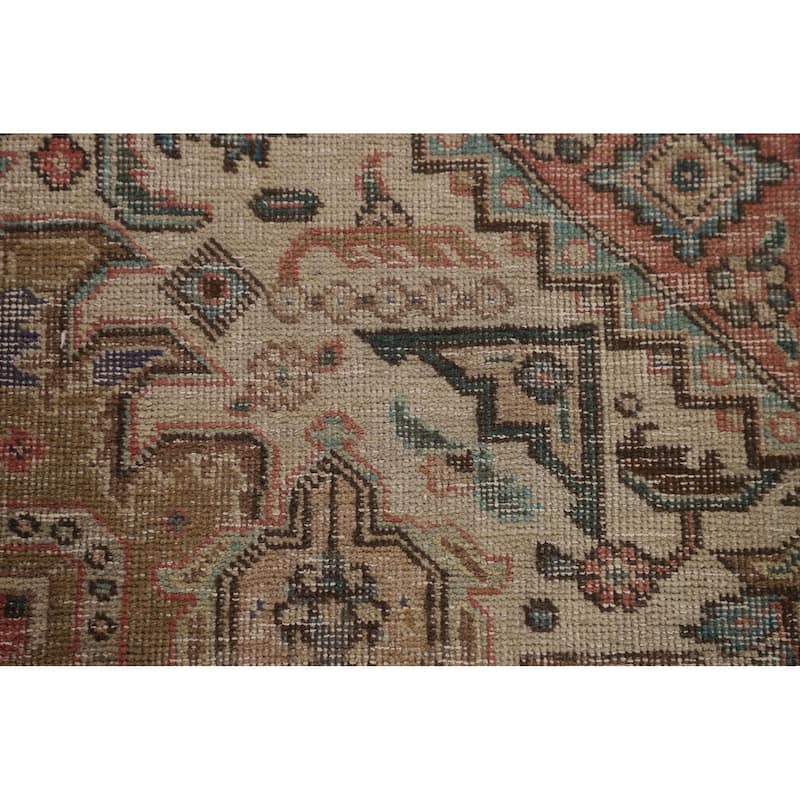 Distressed Gold Tabriz Persian Vintage Rug Handmade Wool Carpet - 8'3"x 10'8"