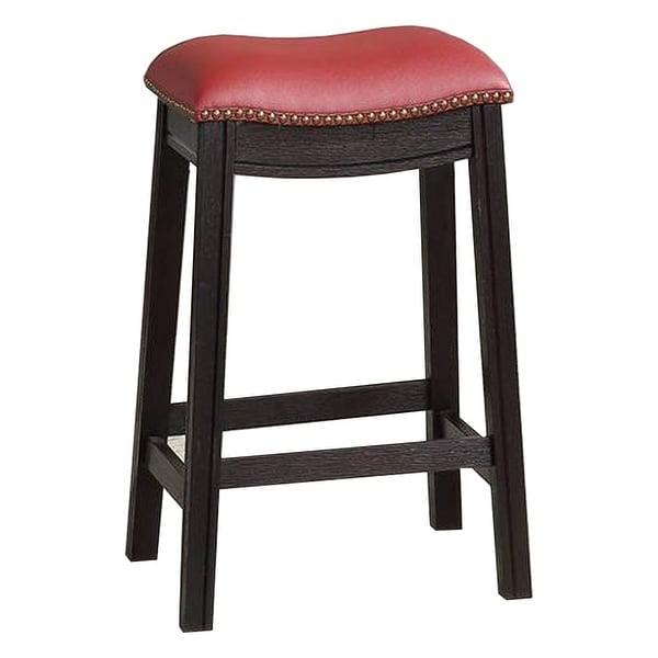 24 Inch Padded Counter Stool with Nailhead Trim Set of 2 Brown