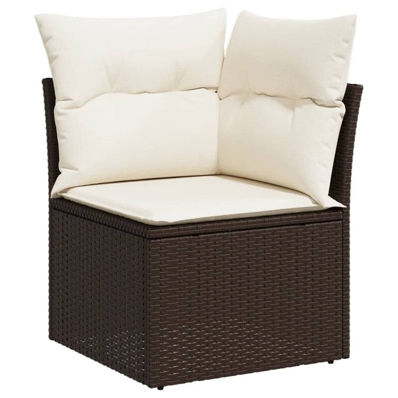 vidaXL Patio Sofa Set with Cushions Outdoor Furniture 11 Piece Poly Rattan - 21.7 x 39.4 x 28.7