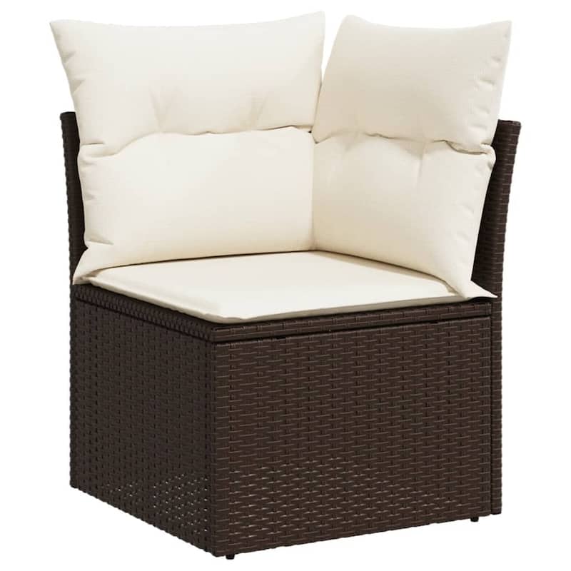vidaXL Patio Sofa Set with Cushions Outdoor Furniture 6 Piece Poly Rattan - 21.7 x 39.4 x 28.7