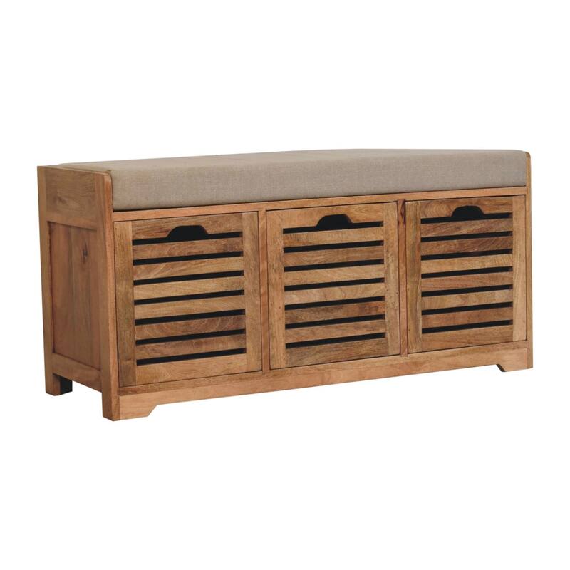 Artisan Furniture Solid Wood Shutter Oak-ish Shoe Bench