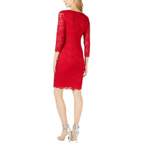 calvin klein red lace dress