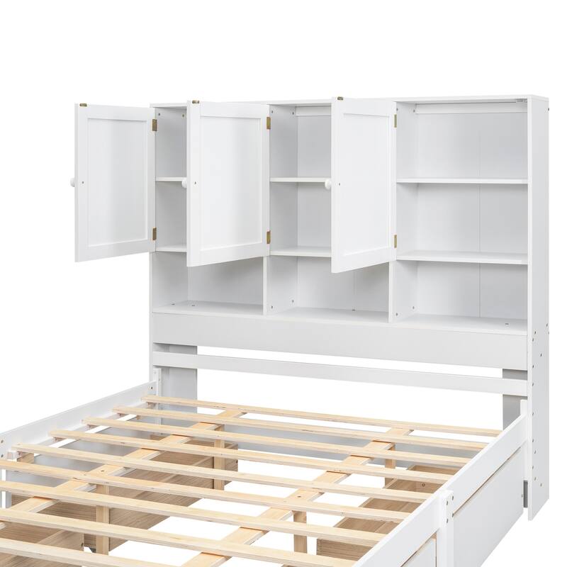 Harper&Bright Designs Platform Bed with Storage Headboard and 4 Drawers