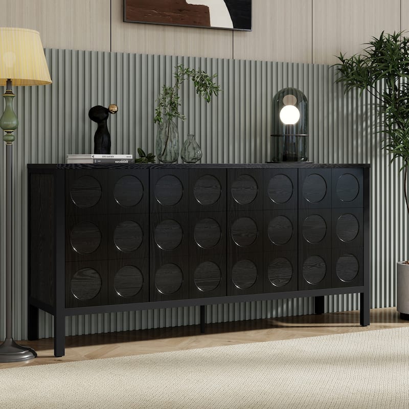 Storage Sideboard Cabiney with Unique Geometric Circle Door Design