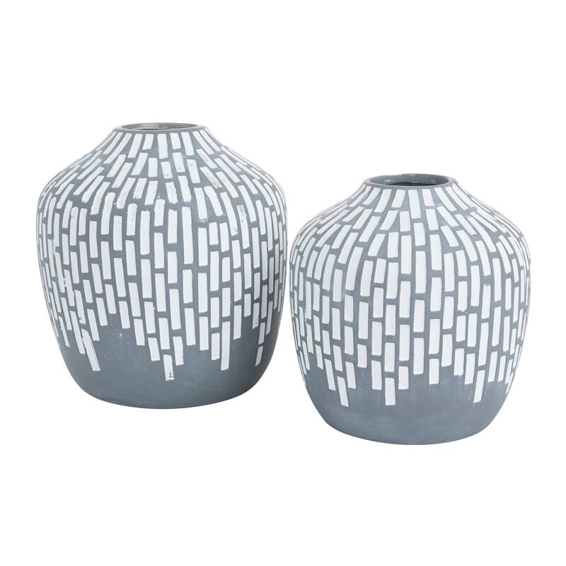 Gray Ceramic Mosaic Inspired Vase (Set of 2)