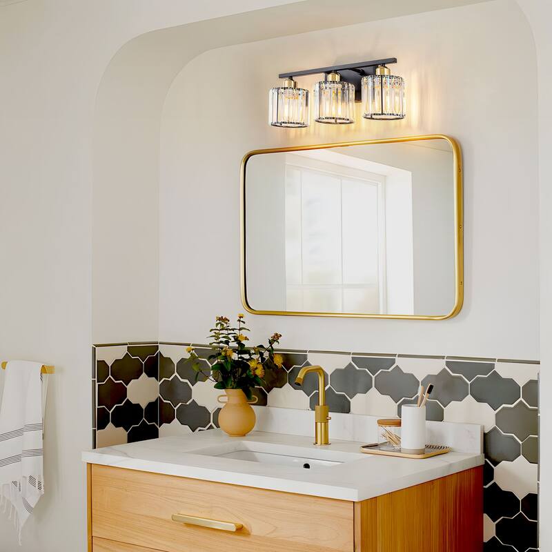 Starsky 3-Light 19inch Modern Bathroom Glass Crystal Vanity Light Wall Sconces