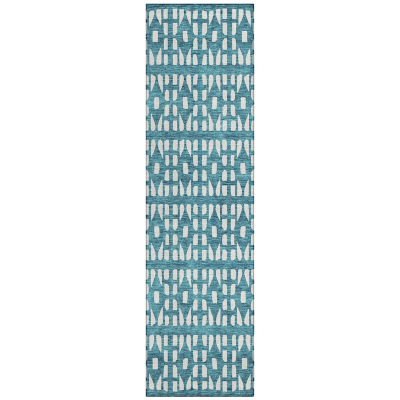 Machine Washable Indoor/ Outdoor Contemporary Imprints Chantille Rug