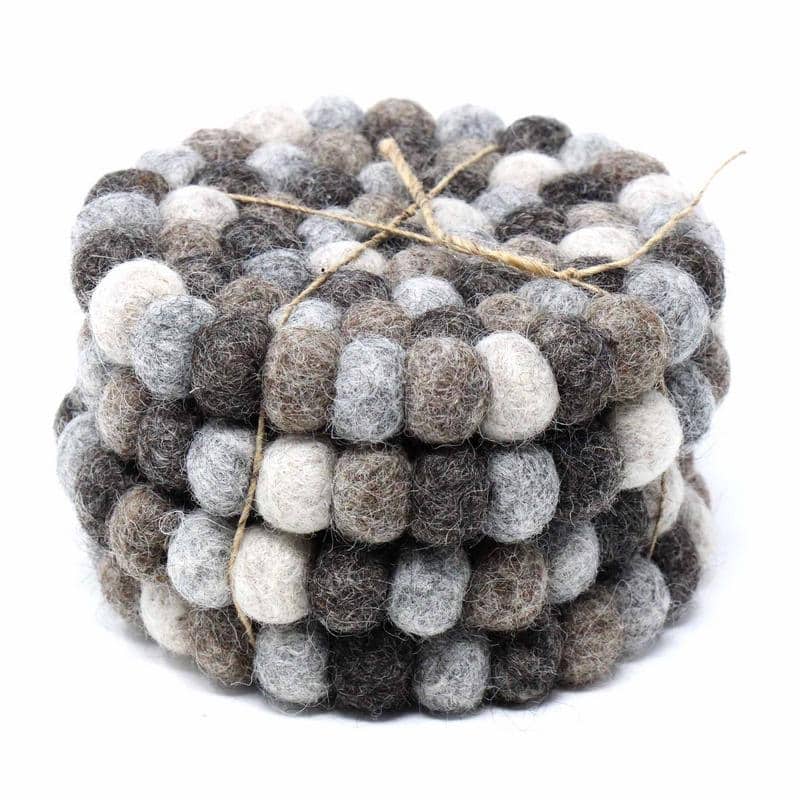The Curated Nomad Southard Neutral Felt Ball Coaster (Set of 4)