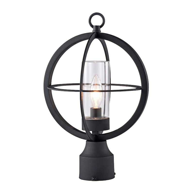 C Cattleya Black 1-light 9.75"/12" Global Cage Outdoor Post Light - W9.75"xD9.75"xH15.5"
