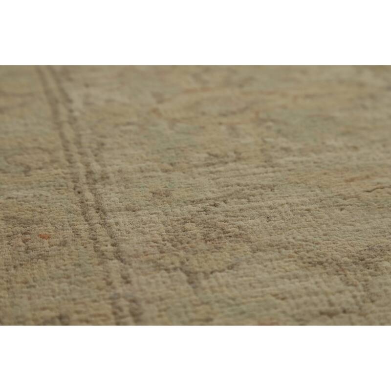 Hand Knotted Oriental 100% Wool Carpet Transitional All-Over Brown Oushak Area Rug - 9' 8'' X 6' 8''