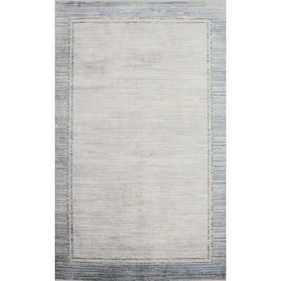 Machine Made Oriental Polyester Carpet Modern Greys & Charcoal Distressed Area Rug - 7' 8'' X 5' 2''