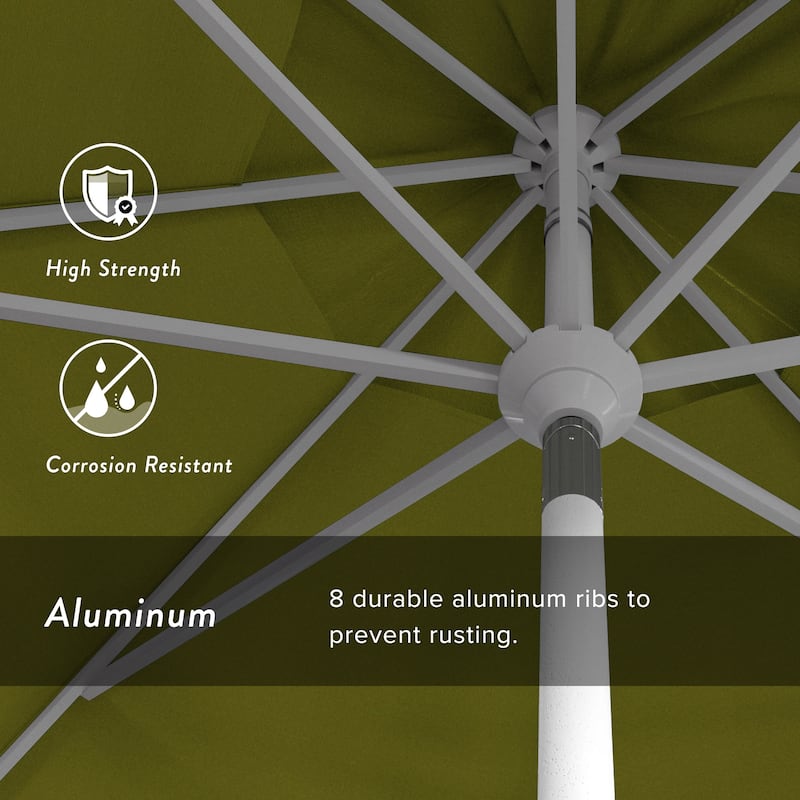 California Umbrella 11' Golden State Series Patio Umbrella White Aluminum Frame Crank Lift Collar Tilt Olefin Royal Blue Fabric