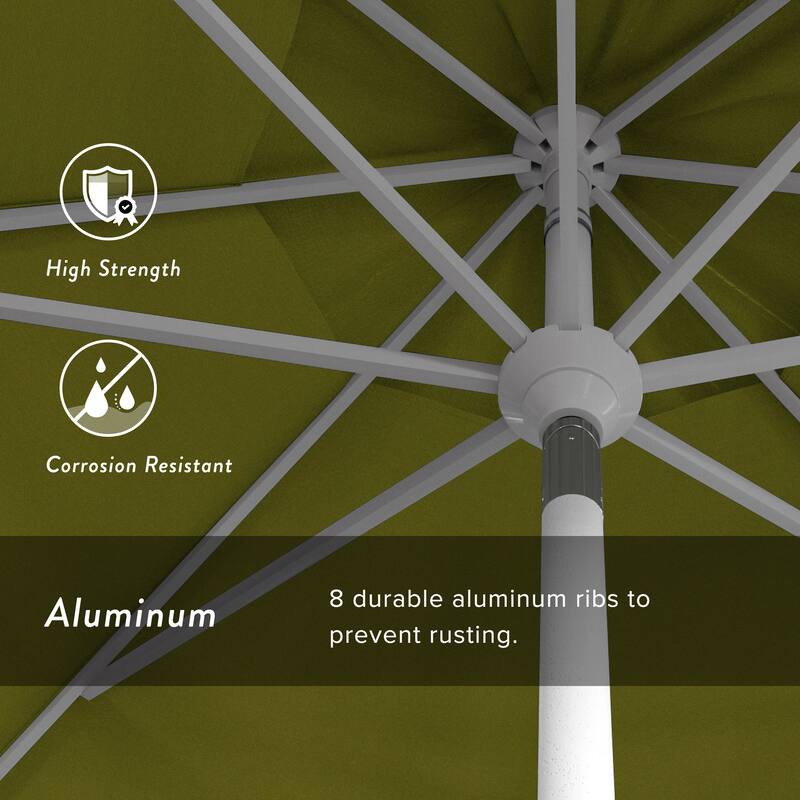 California Umbrella 11' Rd. Aluminum Market Umbrella, Crank Lift, Collar Tilt, Dbl Wind Vent, White Finish, Olefin Fabric