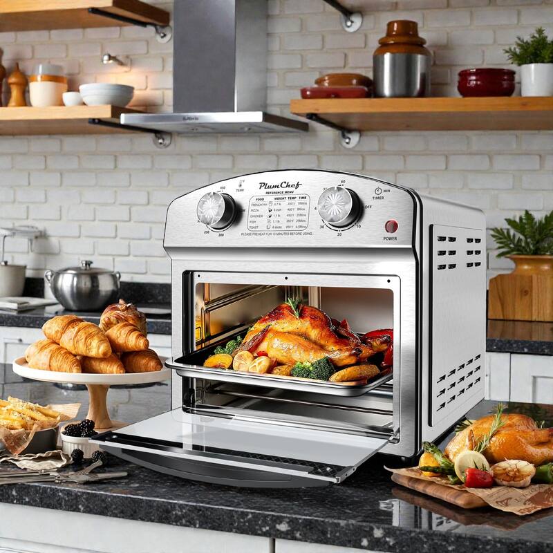 12.5 Quart Convection Toaster Oven, 7-in-1 Countertop Oven with Preset Menus, 1500W, Stainless Steel