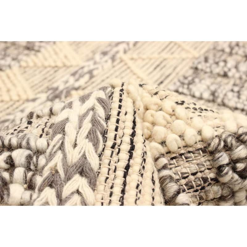 ECARPETGALLERY Braid weave Sienna Cream Wool Rug - 5'3 x 7'9