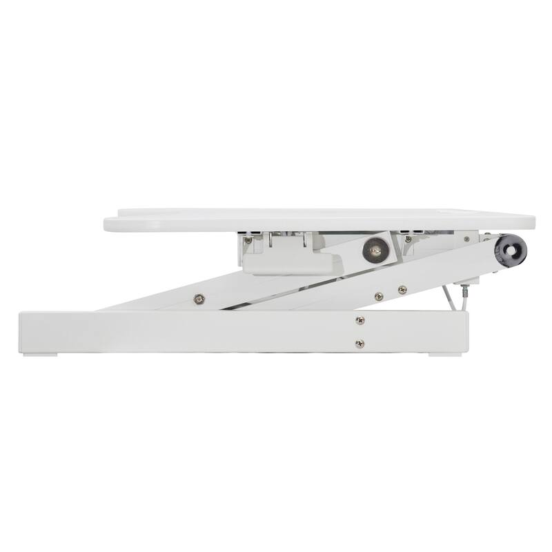 Rocelco 37.5 in. W White Deluxe Height Adjustable Standing Desk Converter Dual Monitor Riser with Gas Spring Assist System
