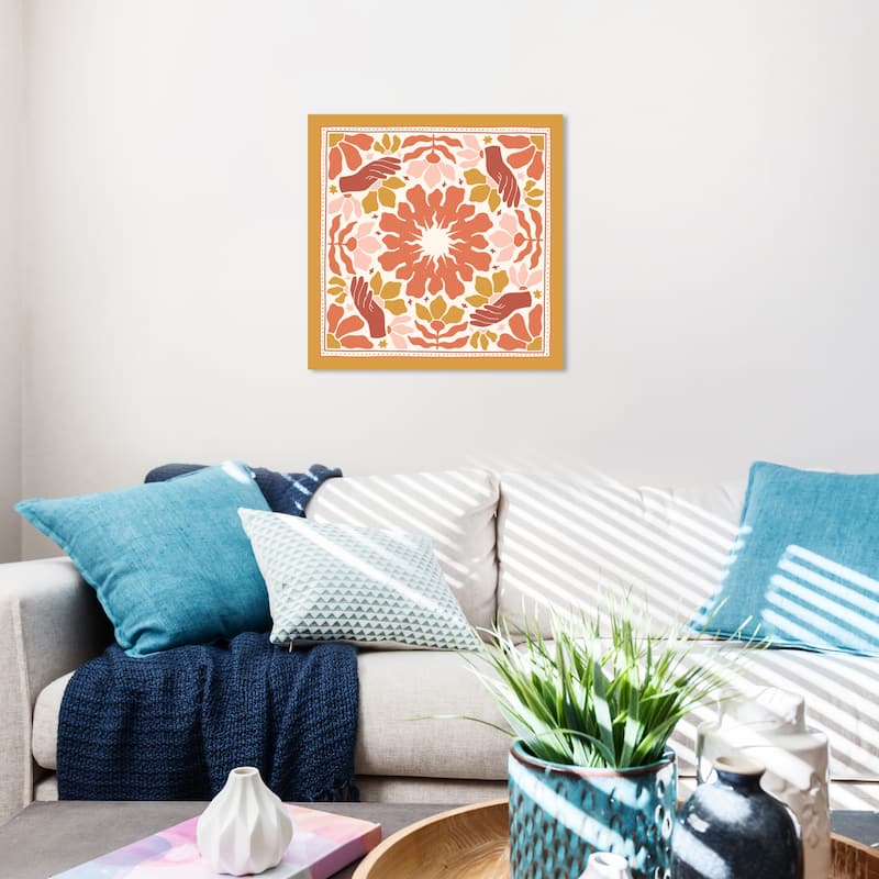 Wynwood Studio Canvas Abstract Floral Pattern Scarf Orange and Ochre Modern & Contemporary Wall Art Canvas Print