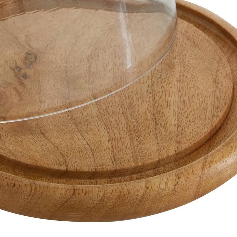 Brown Glass Cake Stand with Glass Lid - 8 x 8 x 6 Round
