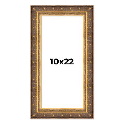 10x22 Frame Vintage Gold Solid Wood Picture Frame | 2.5 Inch Moulding