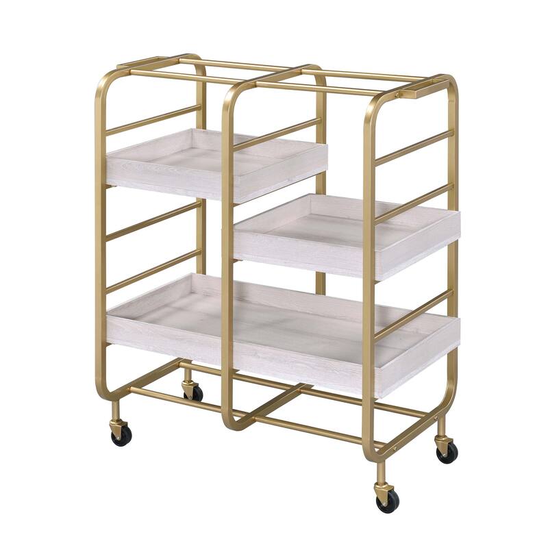 Serving cart with 3 Adjustable Trays