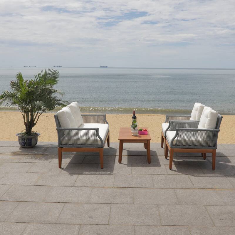 SAFAVIEH Outdoor Living Winslo 4-Piece Patio Set - 57"W x 30"D x 31"H