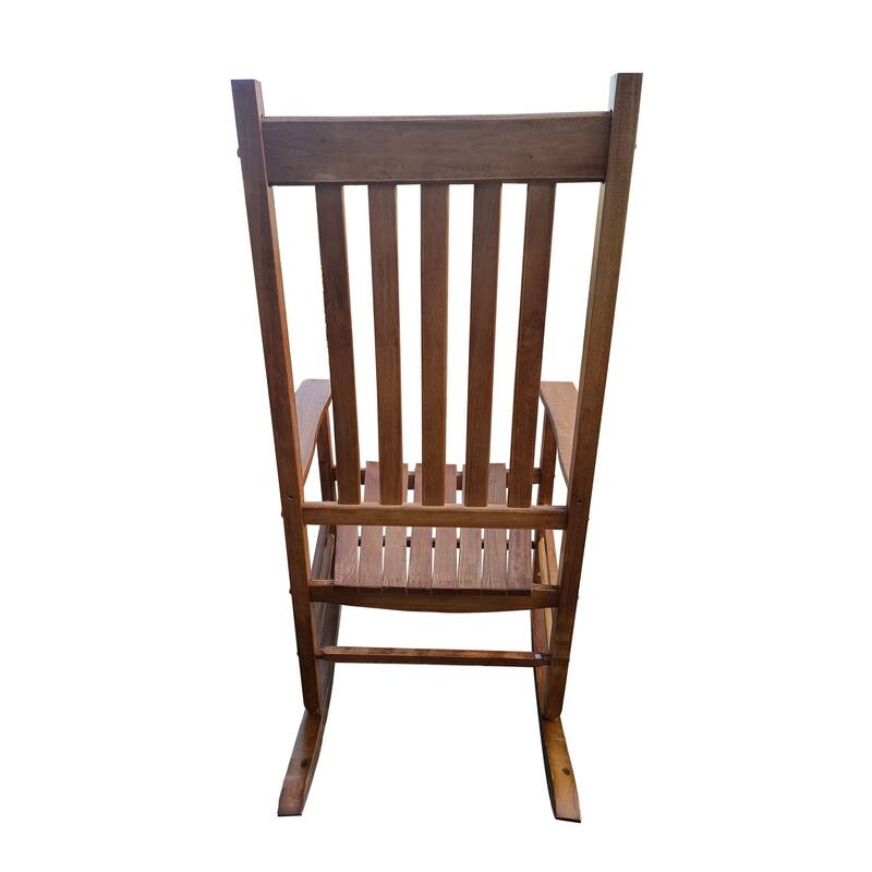 Balcony Porch Adult Rocking Chair Brown Constructed of solid hardwood,Beautifully designed with wide seat and armrest