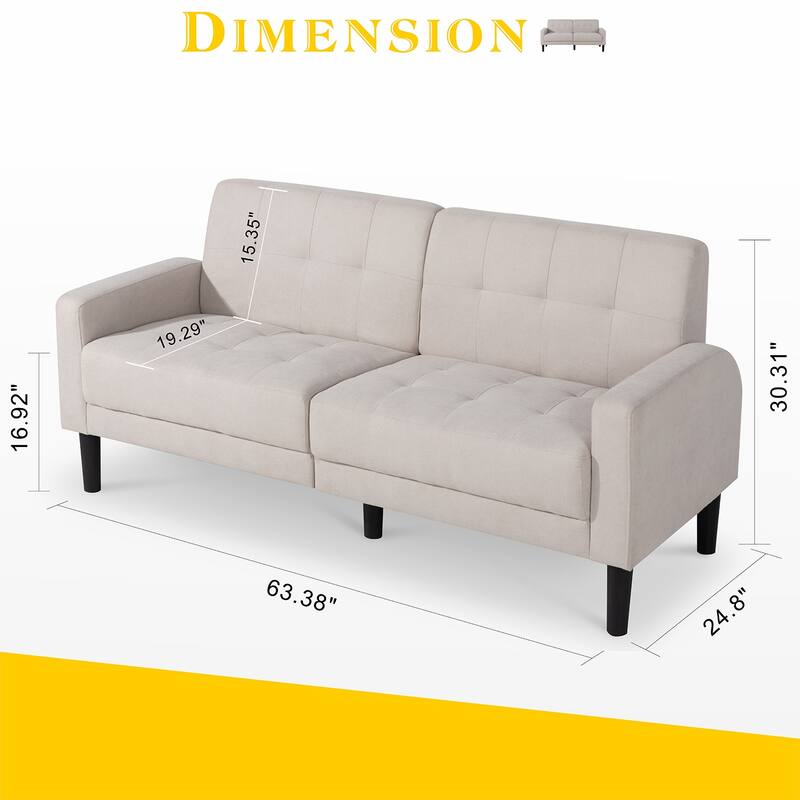 Futzca 63-inch Small Modern Tufted Upholstered Loveseat