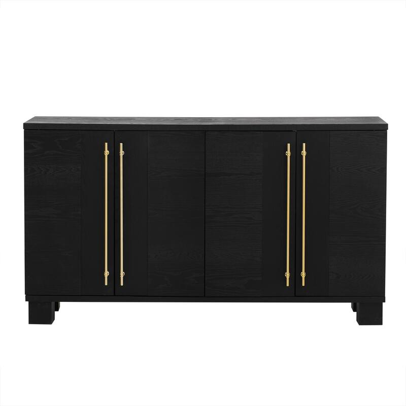 Wood Sideboard with Adjustable Shelves and Gold Handles