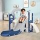 preview thumbnail 1 of 43, Toddler Slide and Swing Set 5 in 1, Kids Playground Climber Slide Playset with Telescope, Freestanding Combination for Babies Grey+Blue