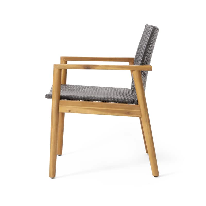 Bryan Outdoor Wicker and Acacia Wood 4 Seater Chat Set by Christopher Knight Home